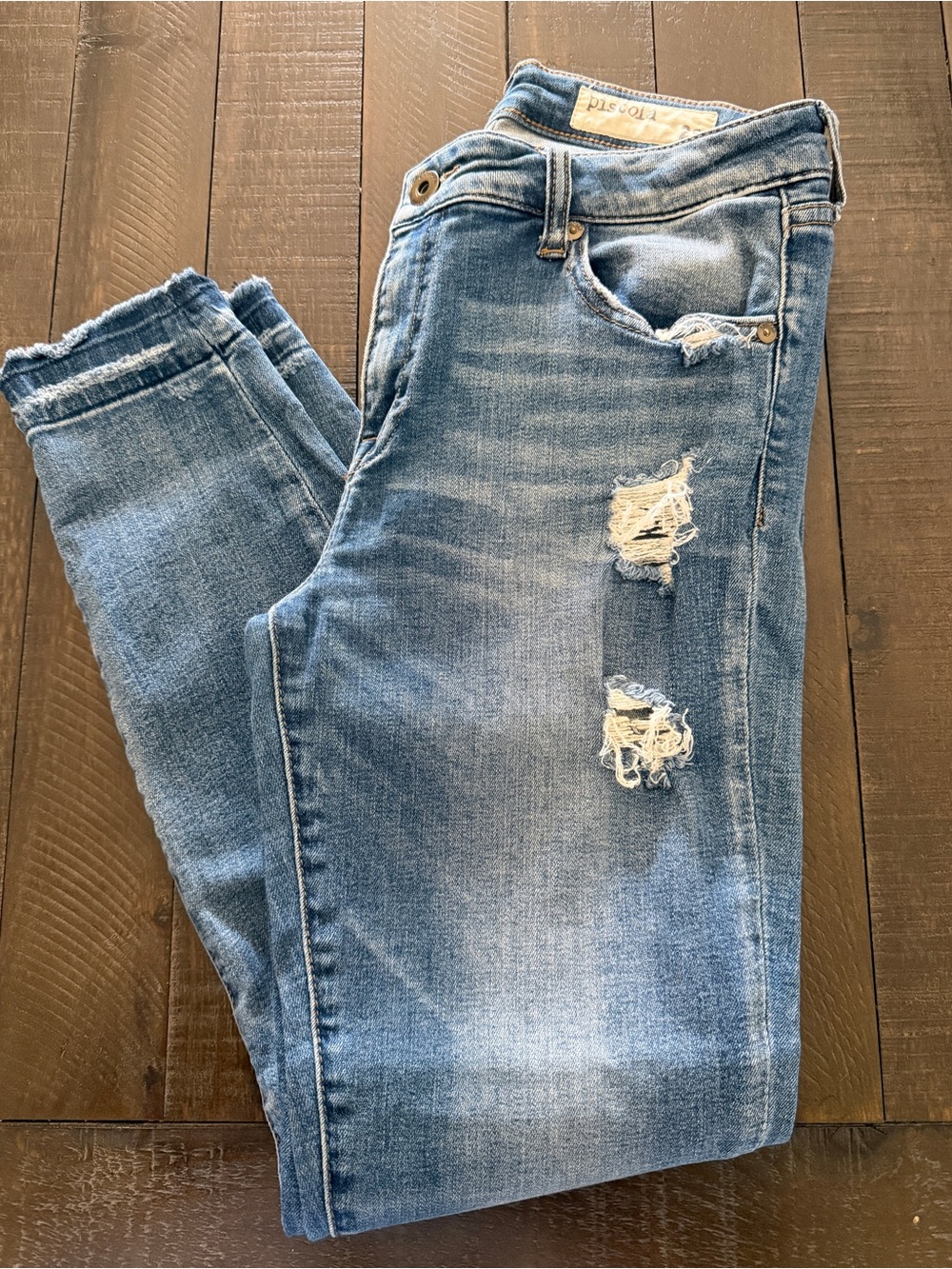 pistola Light Blue Distressed Skinny Jeans